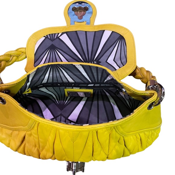 STEVE MADDEN Vintage Bright Yellow Purse W/ Braided Strap - Picture 2 of 16